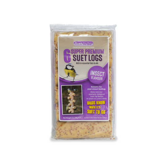 Front View of Suet to Go Suet Logs Wild Bird Food - Insect - 6 Pack