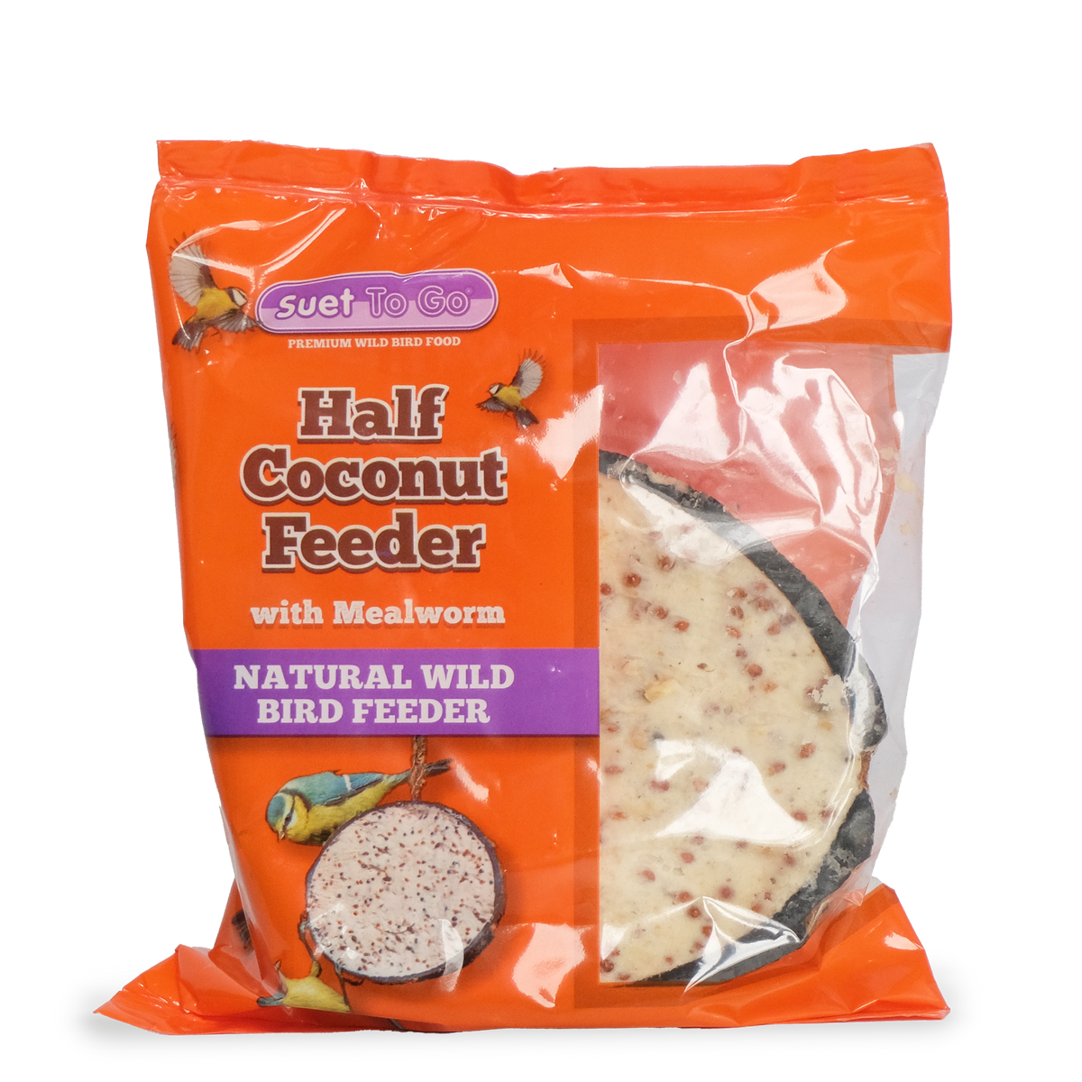 Suet To Go Mealworm Half Coconut Bird Feeder