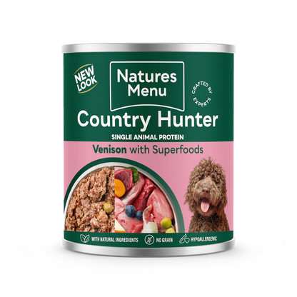 Natures Menu Country Hunter New Wild Multi Pack Wet Dog Food Cans With Venison, Rabbit, Beef