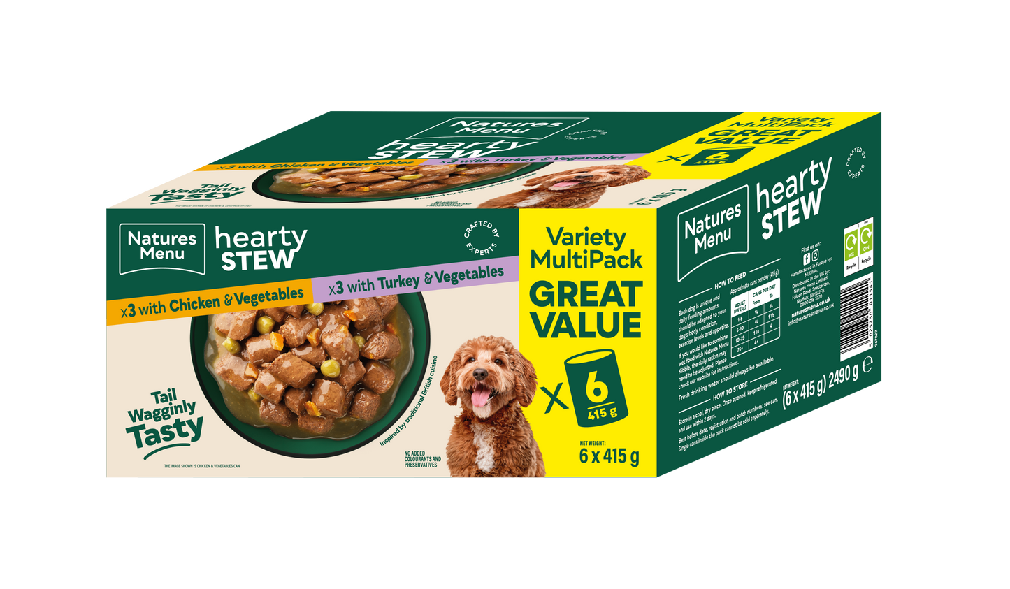 Natures Menu Hearty Stews Wet Dog Food Cans With Chicken, Turkey & Vegetable