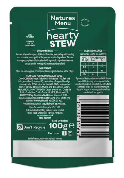 Natures Menu Hearty Stews Wet Dog Food Pouch With Salmon & Vegetable