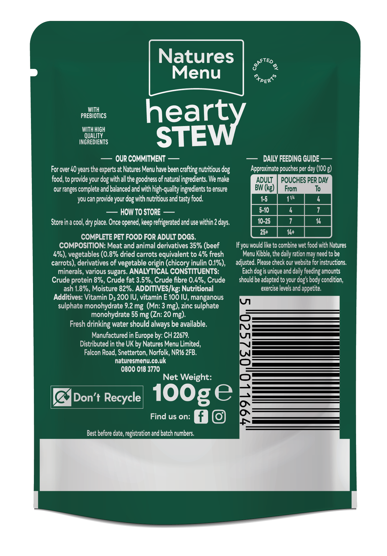 Natures Menu Hearty Stews Wet Dog Food Pouch With Beef & Vegetable