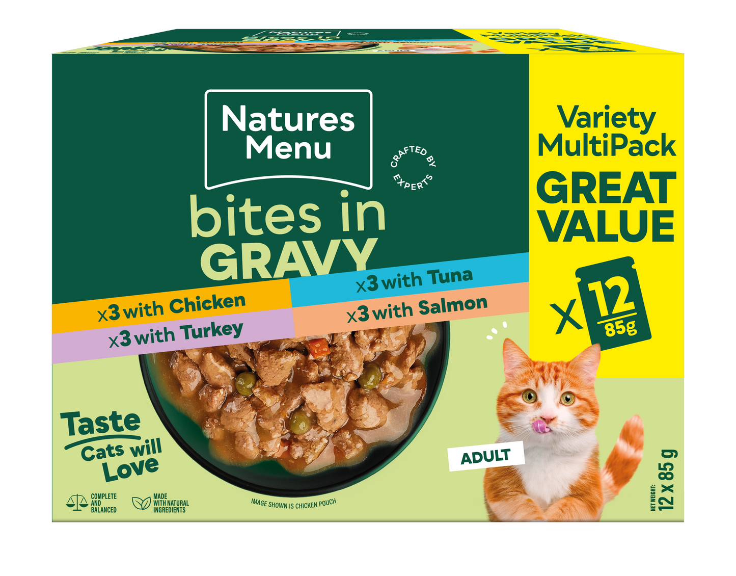 Natures Menu Bites in Gravy Variety Multipack Wet Cat Food - 12 x 85g