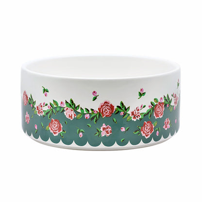 Front View of Cath Kidston Dolly Rose Ceramic Pet Bowl - Small, Medium & Large