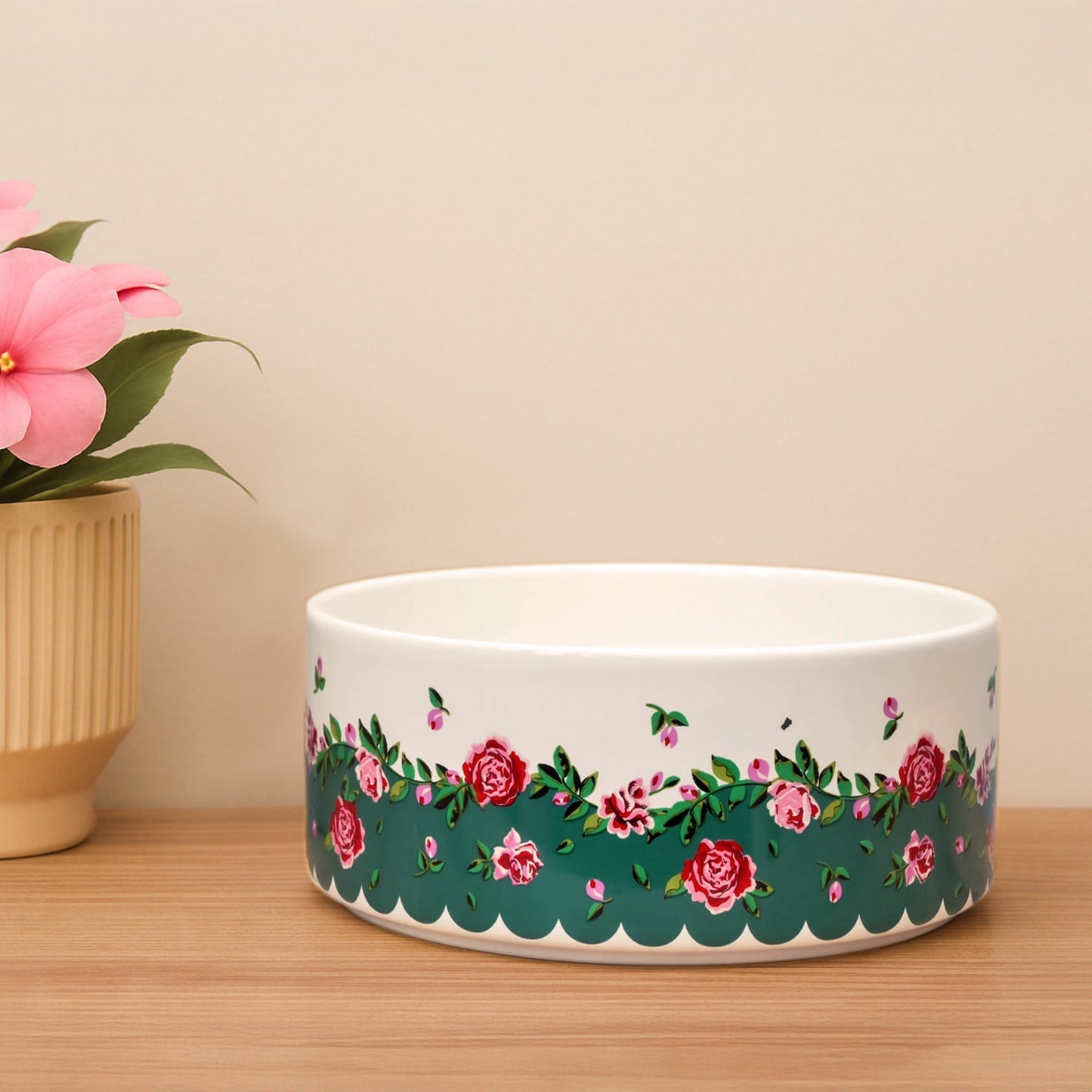 Cath Kidston Dolly Rose Ceramic Pet Bowl - Small, Medium & Large