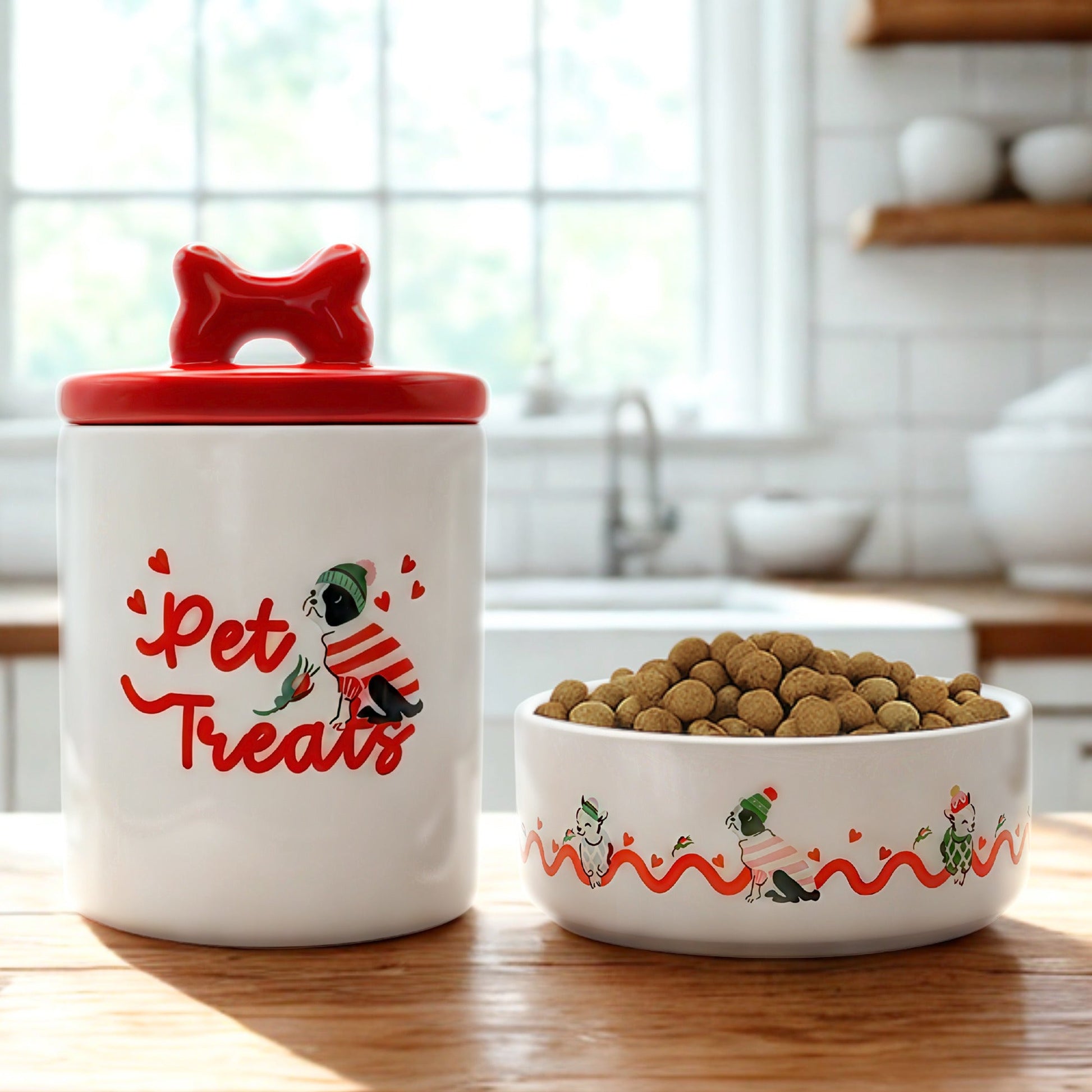 Cath Kidston Dogs & Roses Ceramic Pet Treat Jar - One Size