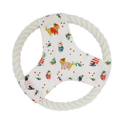 Front View of Cath Kidston Dogs & Roses Rope Frisbee Dog Toy - One Size