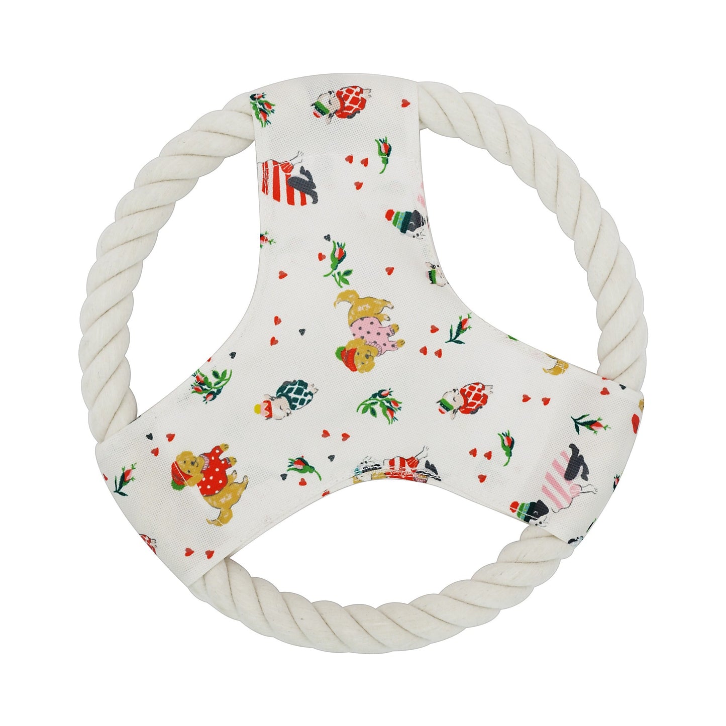 Cath Kidston Dogs & Roses Rope Frisbee Dog Toy - One Size