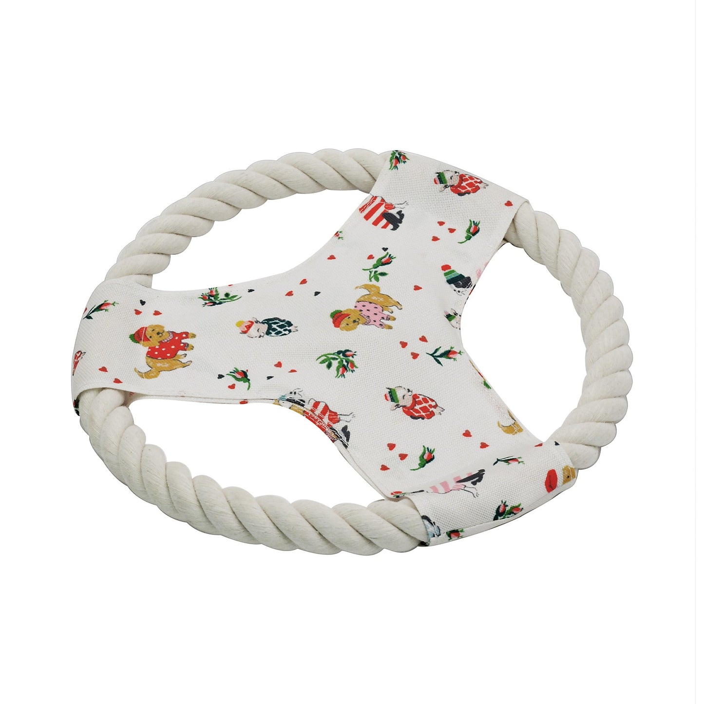 Cath Kidston Dogs & Roses Rope Frisbee Dog Toy - One Size