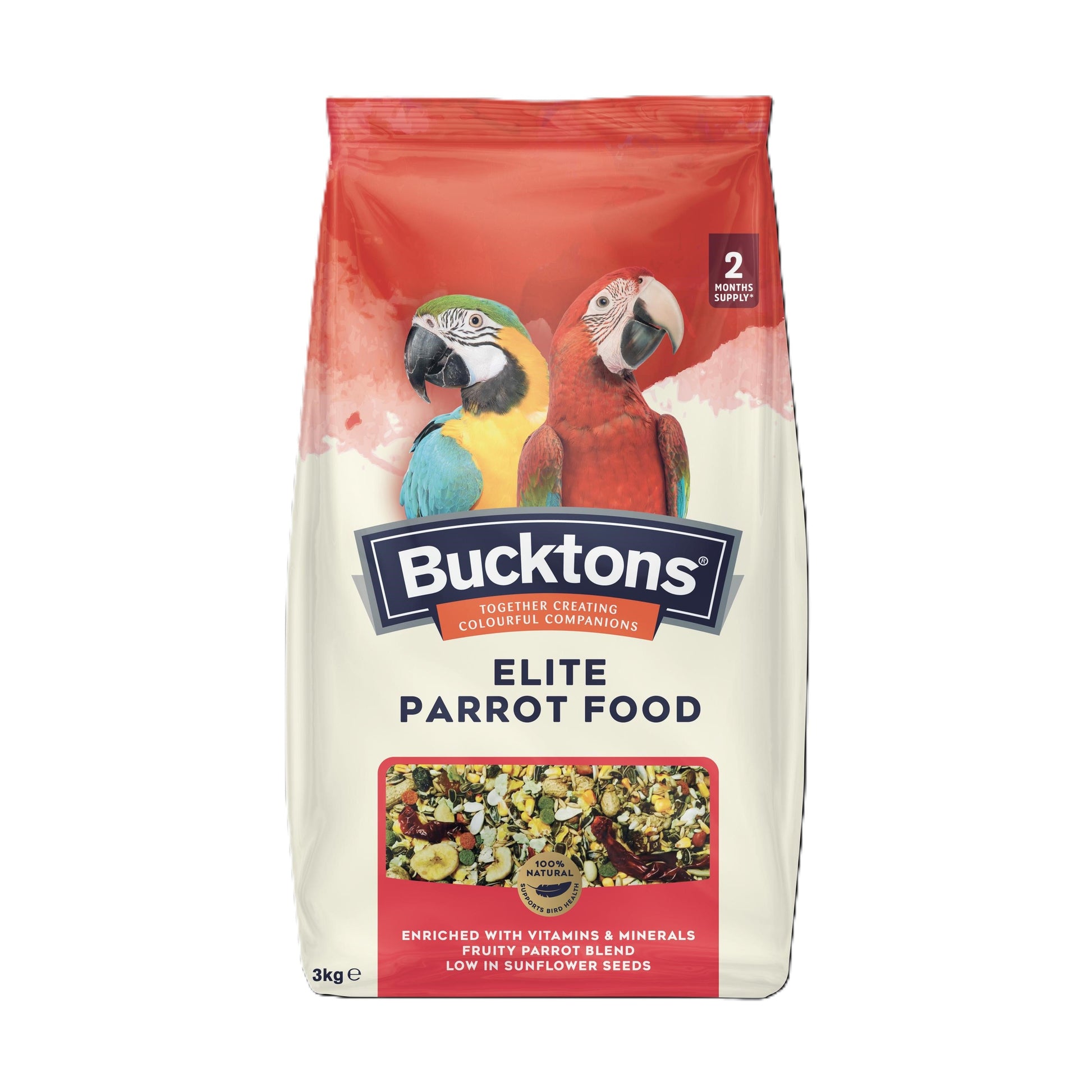 Front View of Bucktons Elite Parrot Food - 3kg
