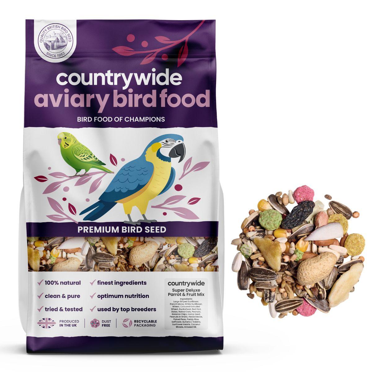 Front View of Countrywide Parrot Super Deluxe plus Fruit Wild Bird Mix - 12.5kg