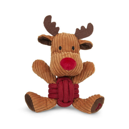 Front View of Petface Christmas Riley Reindeer Rope Ball Plush Christmas Dog Toy - One Size