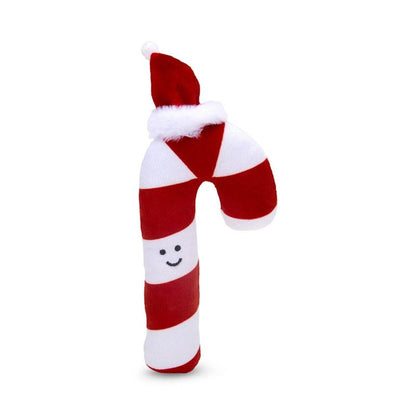 Front View of Petface Candy The Christmas Cane Plush Dog Toy