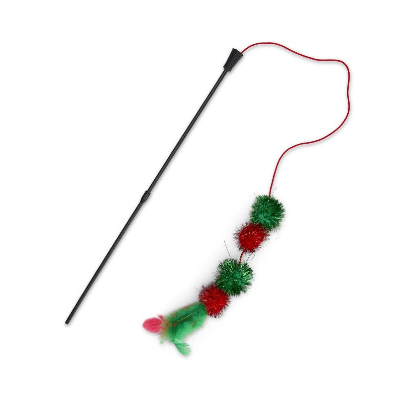 Front View of Petface Christmas Tinsel Bobble Cat Teaser Toy