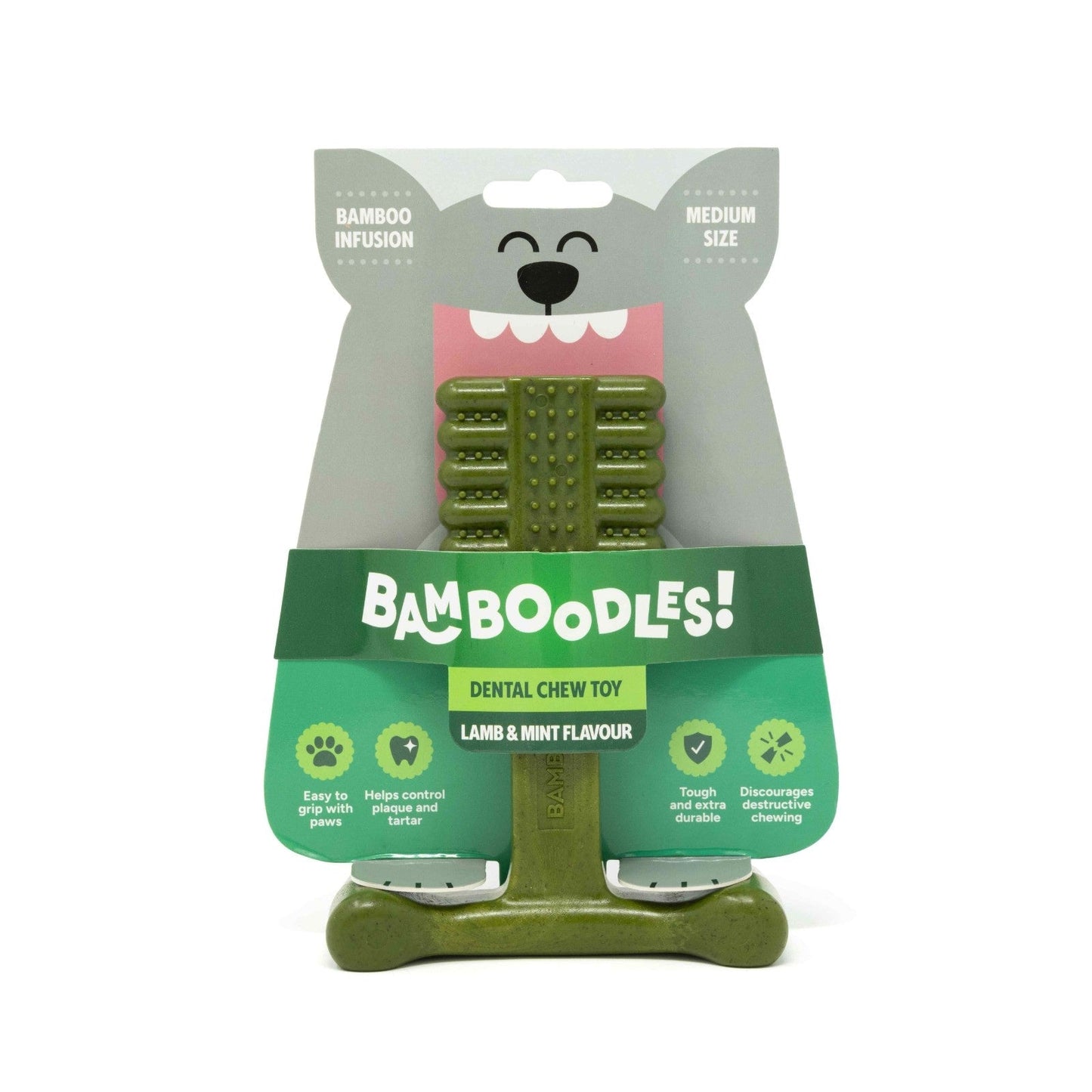 Bamboodles Dental-Bone Chew Toy for Dogs - Lamb & Mint Flavour
