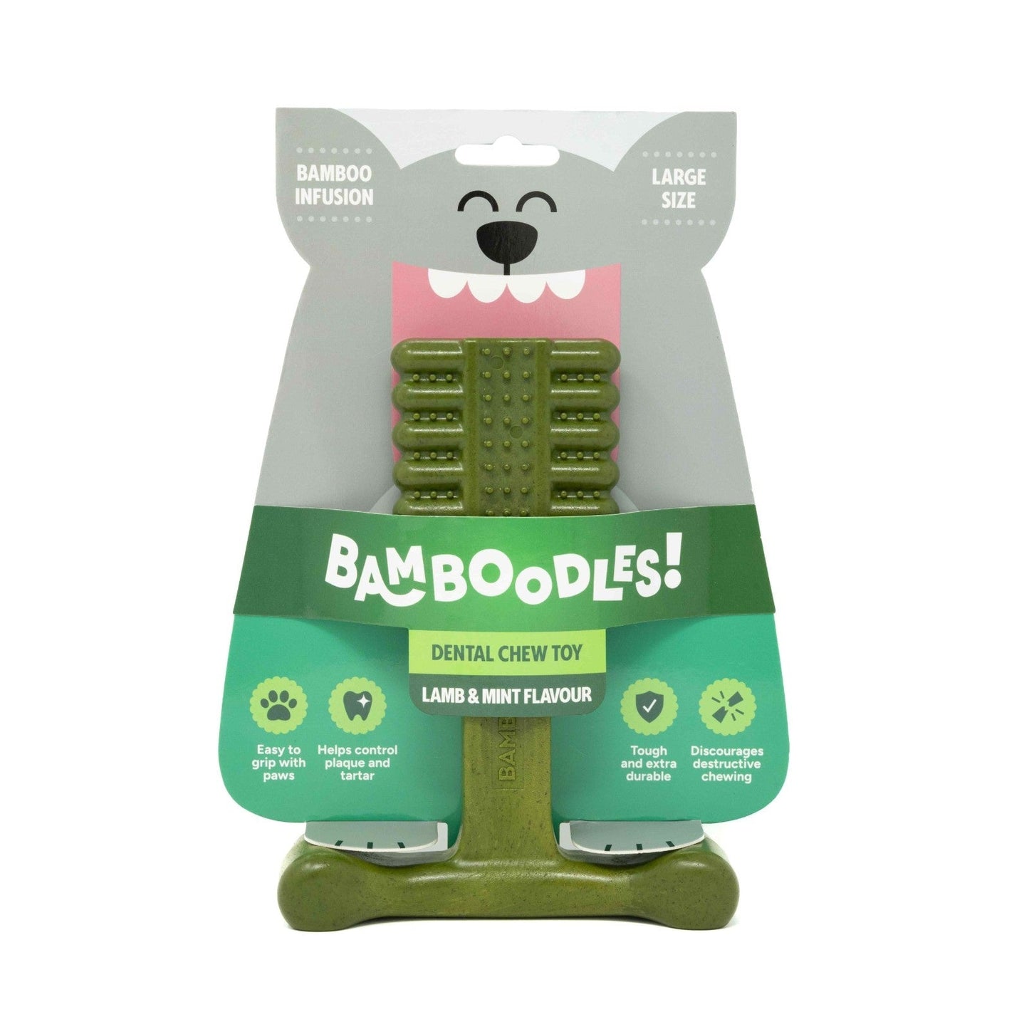 Bamboodles Dental-Bone Chew Toy for Dogs - Lamb & Mint Flavour