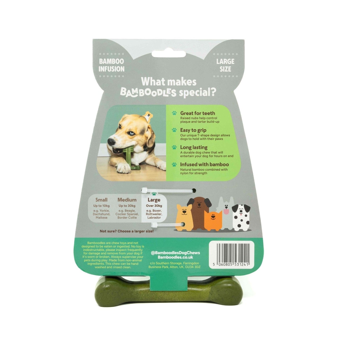 Bamboodles Dental-Bone Chew Toy for Dogs - Lamb & Mint Flavour