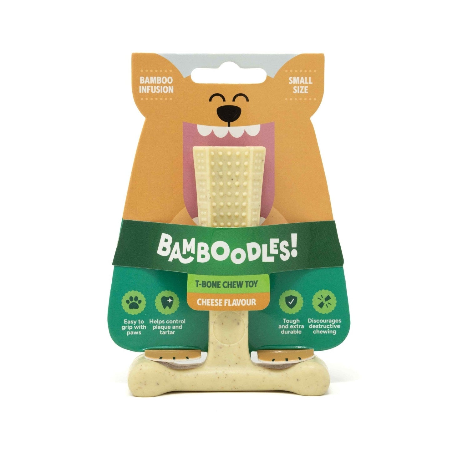 Bamboodles T-Bone Chew Toy for Dogs - Cheese Flavour