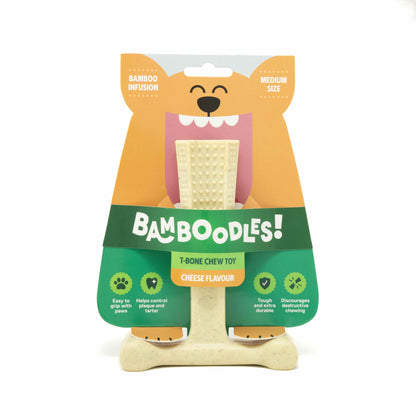 Bamboodles T-Bone Chew Toy for Dogs - Cheese Flavour