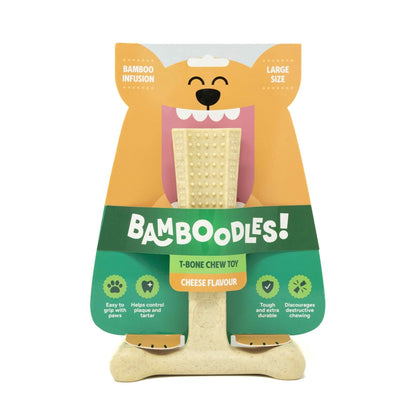 Bamboodles T-Bone Chew Toy for Dogs - Cheese Flavour