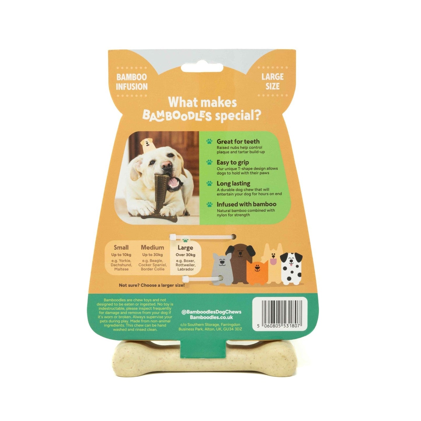 Bamboodles T-Bone Chew Toy for Dogs - Cheese Flavour