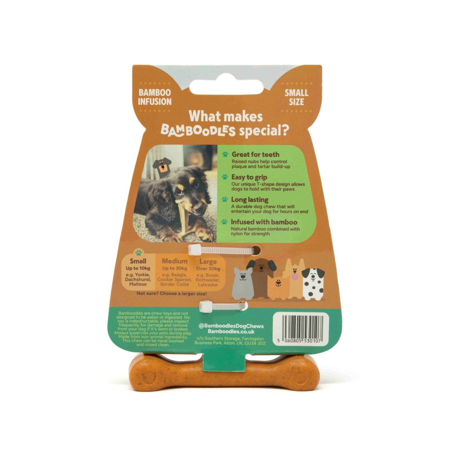 Bamboodles T-Bone Chew Toy for Dogs - Peanut Butter Flavour