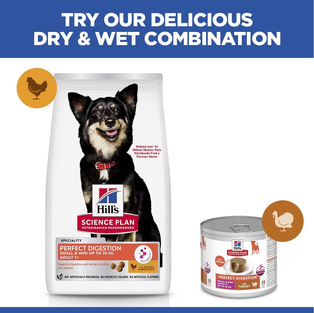 Hill's Science Plan Perfect Digestion Small & Mini Breed Adult Dry Dog Food with Chicken & Brown Rice