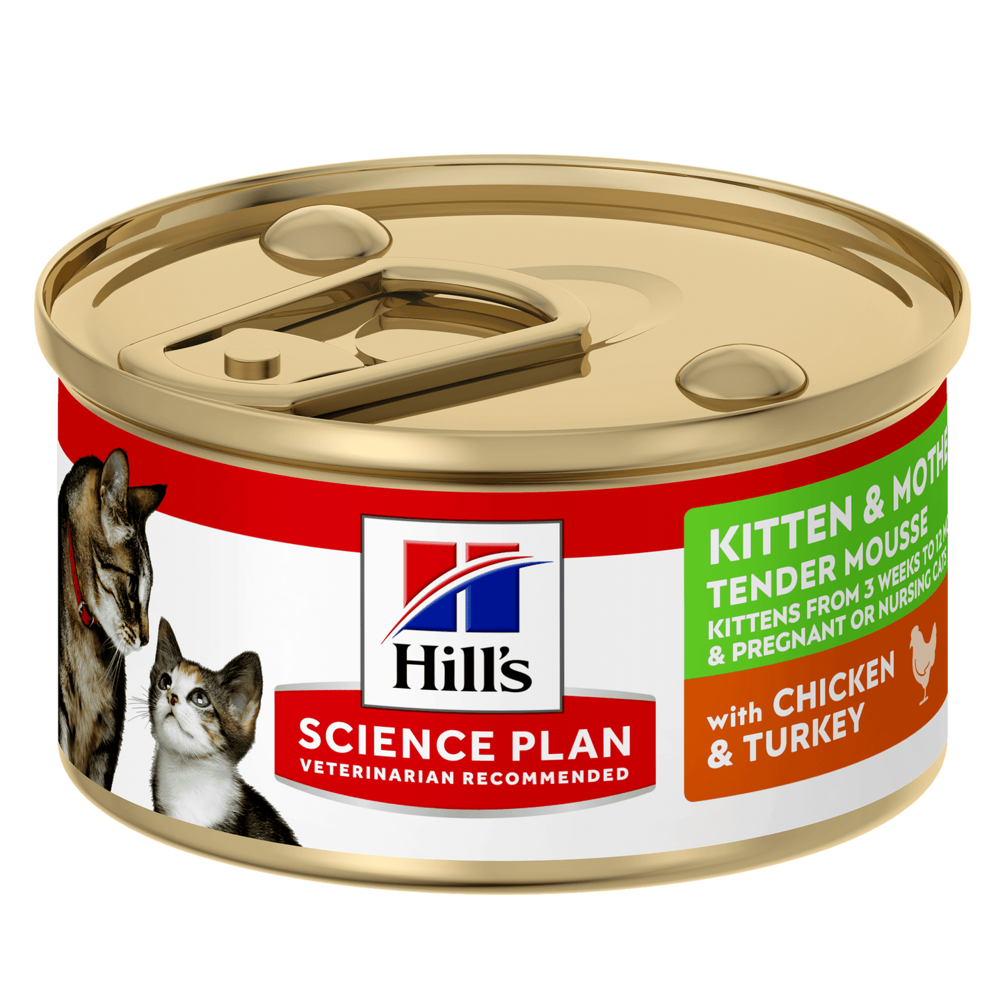 Hill's Science Plan Kitten & Mother Tender Mousse Can Wet Cat Food with Chicken & Turkey