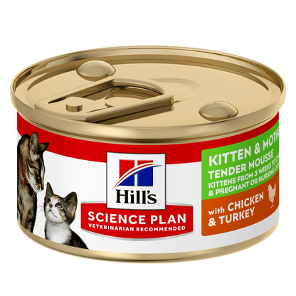 Hill's Science Plan Kitten & Mother Tender Mousse Can Wet Cat Food with Chicken & Turkey