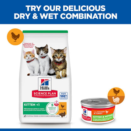 Hill's Science Plan Kitten & Mother Tender Mousse Can Wet Cat Food with Chicken & Turkey