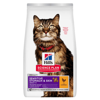 Hill's Science Plan Sensitive Stomach & Skin Adult Dry Cat Food with Chicken - 3kg