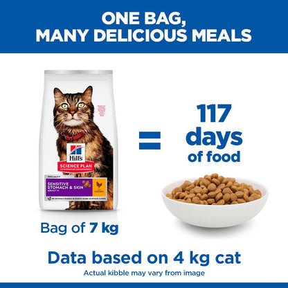 Hill's Science Plan Sensitive Stomach & Skin Adult Dry Cat Food with Chicken - 3kg