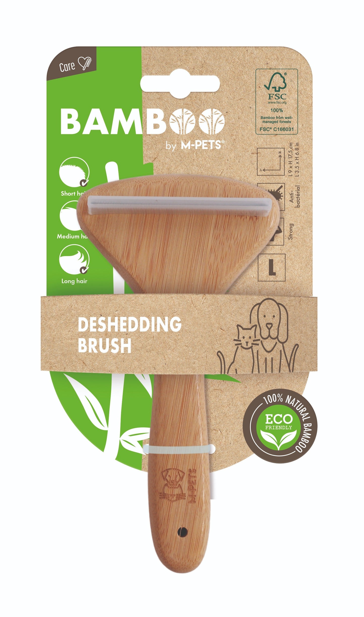 M-Pets Bamboo De-Shedding Brush for Dogs