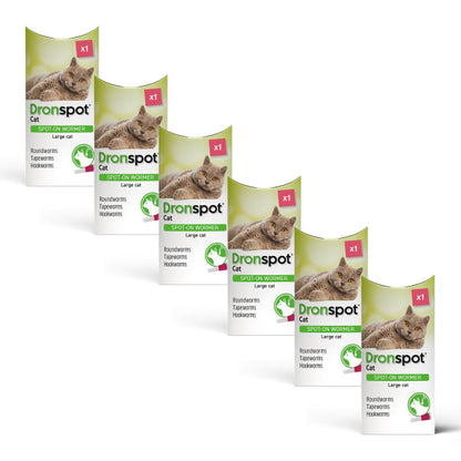 6x Dronspot Spot On Worming Solution for Large Cats (5-8kg)