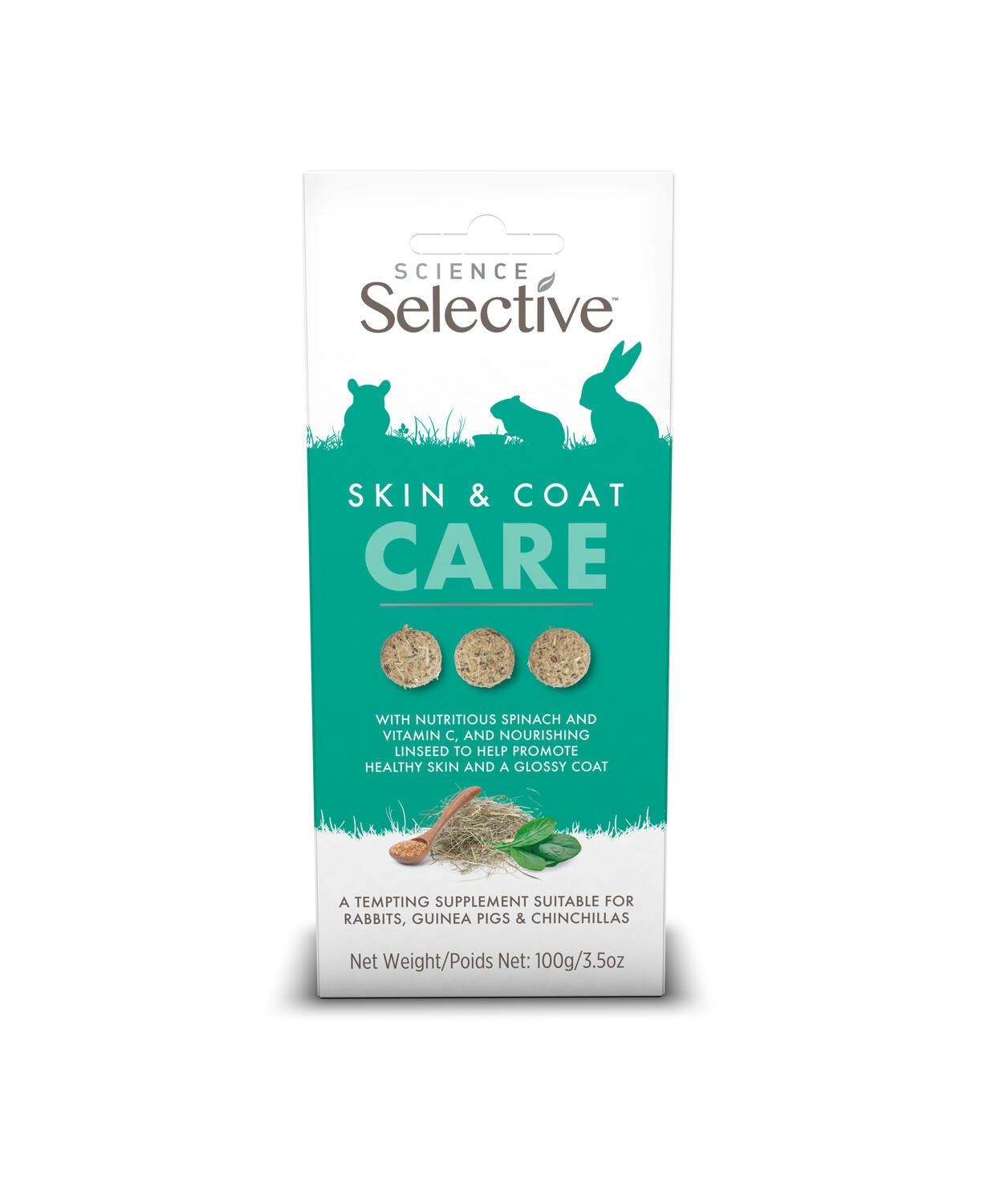 Front View of Supreme Science Selective Skin & Coat Care Small Animal Supplement - 100g