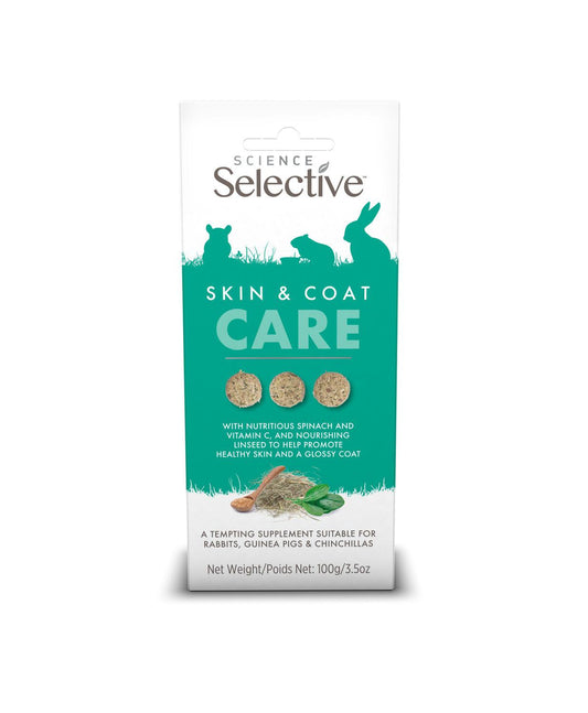 Front View of Supreme Science Selective Skin & Coat Care Small Animal Supplement - 100g