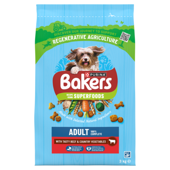 Bakers Adult Dry Dog Food with Beef and Vegetable - 3kg & 14kg