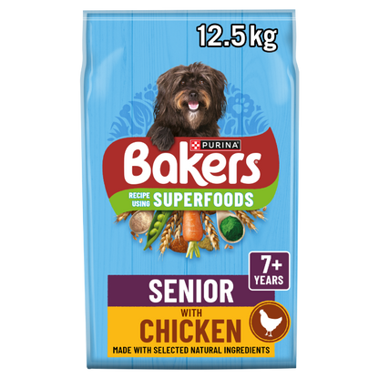 Bakers Senior Dry Dog Food with Chicken and Vegetable - 2.85kg & 12kg