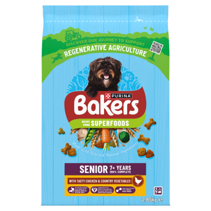 Bakers Senior Dry Dog Food with Chicken and Vegetable - 2.85kg & 12kg