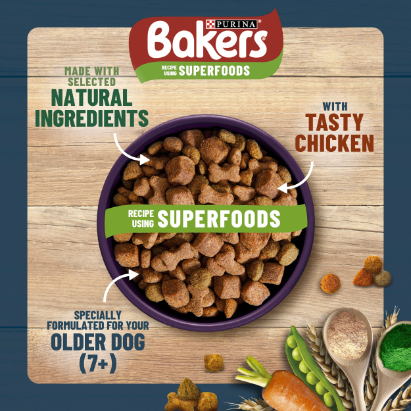 Bakers Senior Dry Dog Food with Chicken and Vegetable - 2.85kg & 12kg