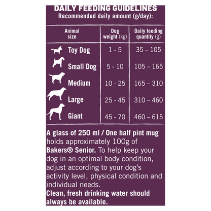 Bakers Senior Dry Dog Food with Chicken and Vegetable - 2.85kg & 12kg