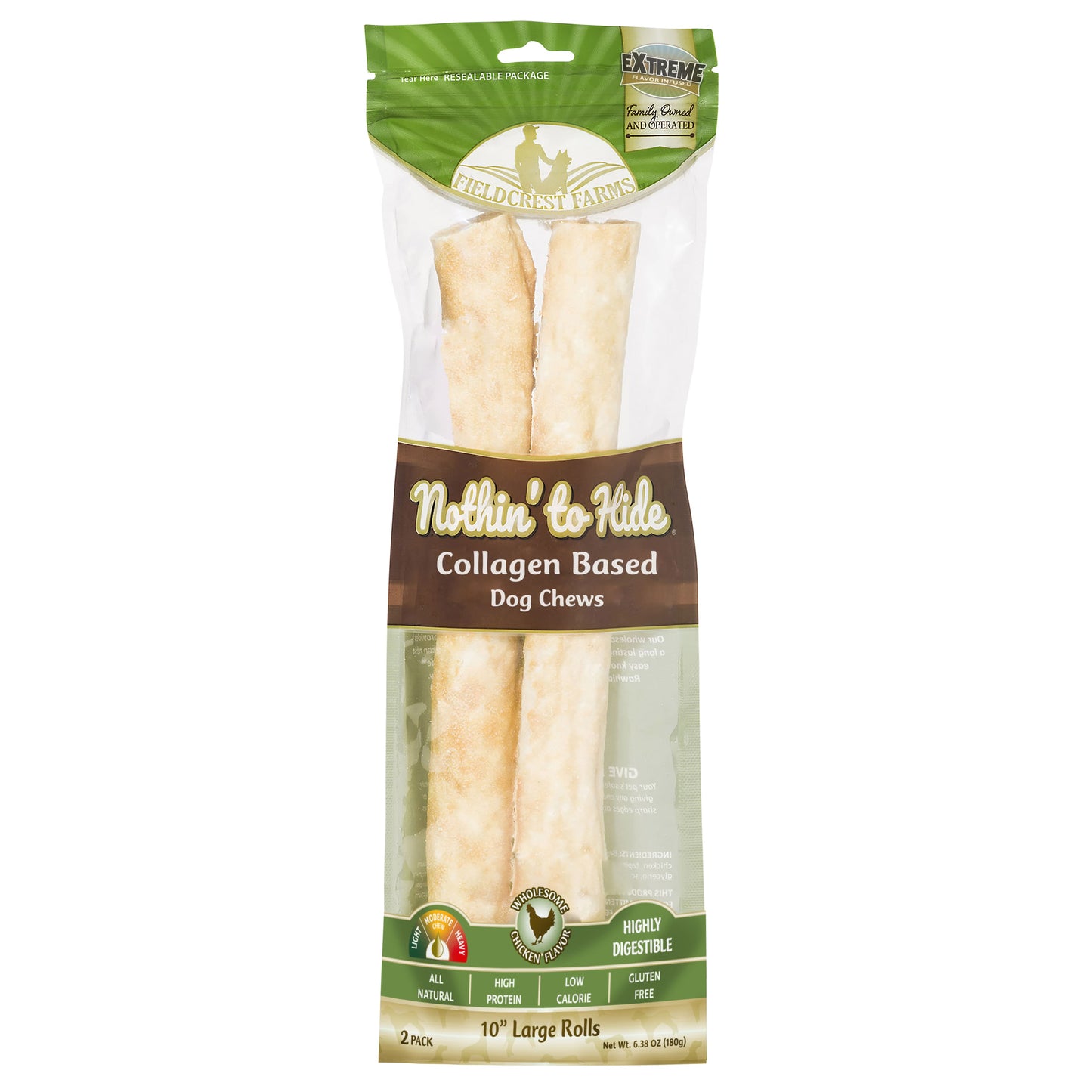 Nothin' to Hide 10" Large Chicken Rolls Dog Chews - 2 Pack