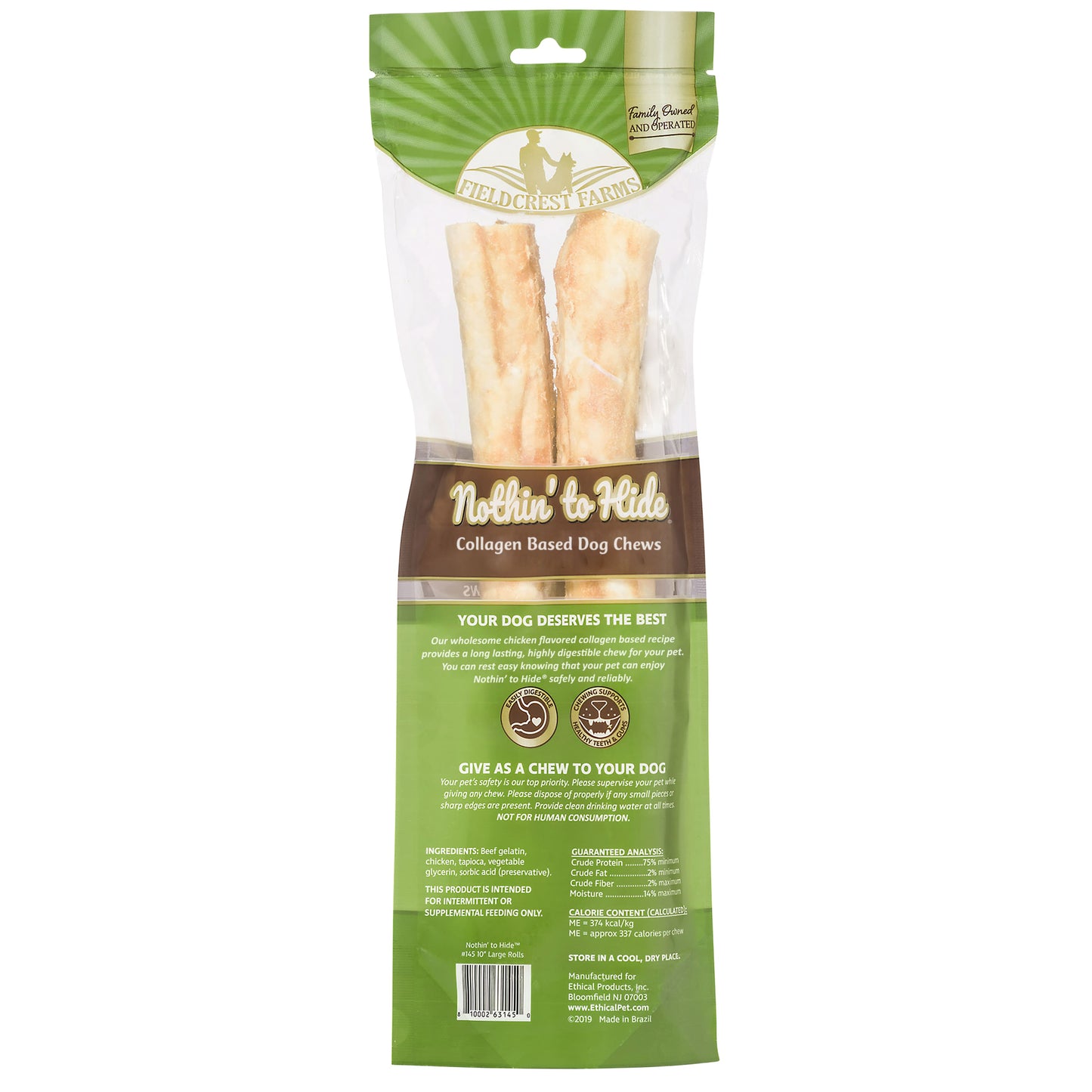 Nothin' to Hide 10" Large Chicken Rolls Dog Chews - 2 Pack