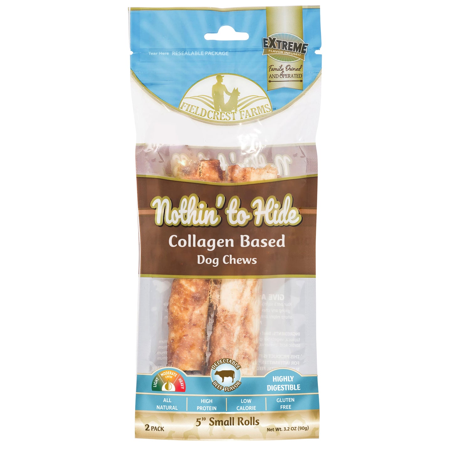 Nothin' to Hide 5" Small Beef Rolls Dog Chews - 2 Pack