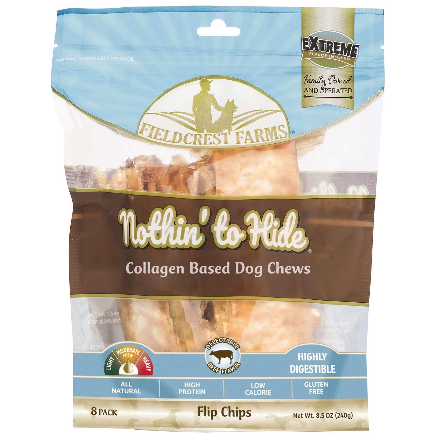 Nothin' to Hide Beef Flip Chips Dog Chews - 8 Pack