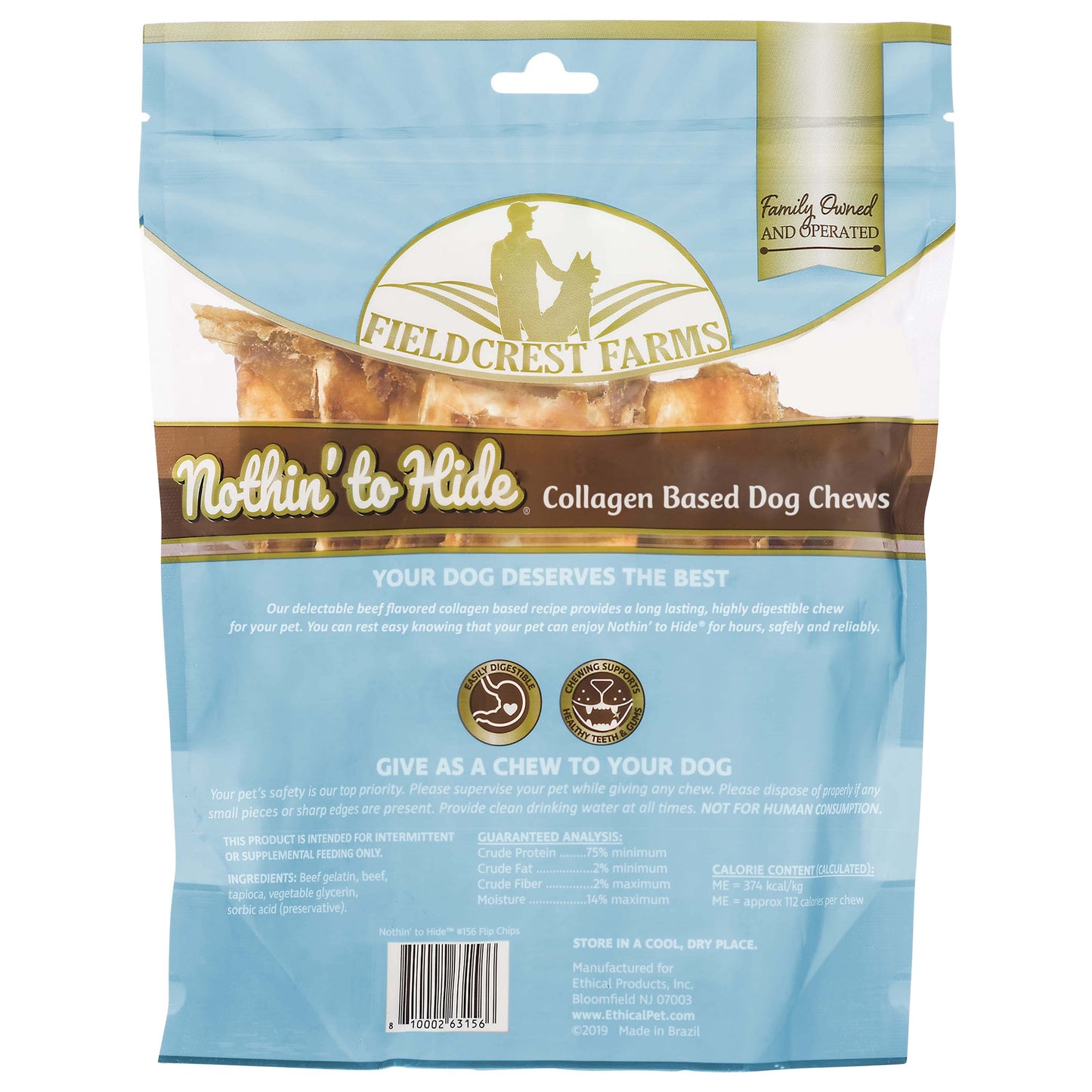 Nothin' to Hide Beef Flip Chips Dog Chews - 8 Pack