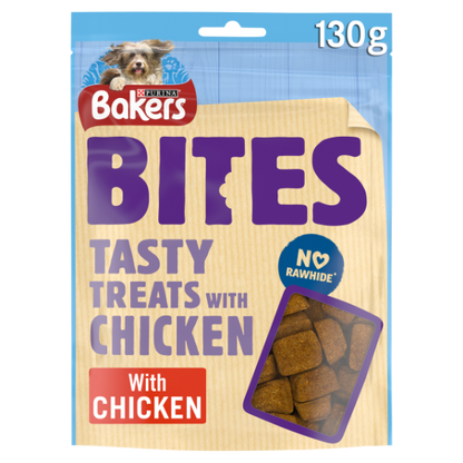 Front View of Bakers Chicken Bites Dog Treats - 130g