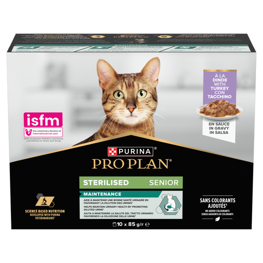 Purina Pro Plan Senior 7+ Sterilised Maintenance with Turkey in Gravy Wet Cat Food Pouches