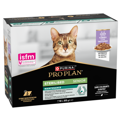 Purina Pro Plan Senior 7+ Sterilised Maintenance with Turkey in Gravy Wet Cat Food Pouches