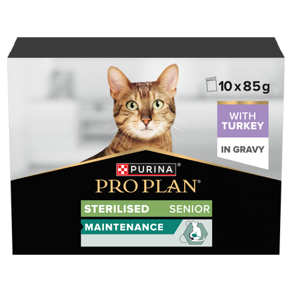 Purina Pro Plan Senior 7+ Sterilised Maintenance with Turkey in Gravy Wet Cat Food Pouches